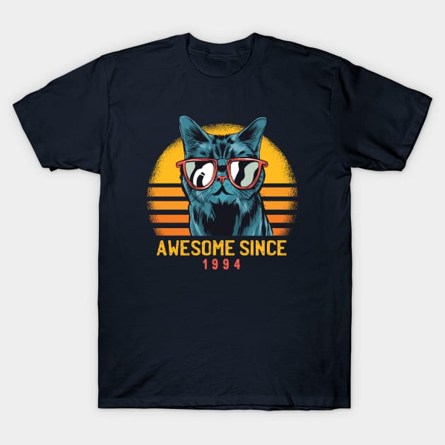 Retro Cool Cat Awesome Since 1994 // Awesome Cattitude Cat Lover T-Shirt by Now Boarding